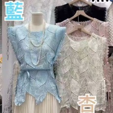 批发2026春<b class='q'>夏</b>纯色钩花镂空针织衫宽松无袖马甲背心毛衣外搭开衫马甲