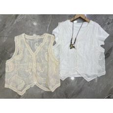 批发广州十三行针织背心马甲女2025秋季新款叠穿长袖衬衫上衣两件套