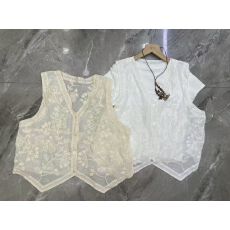 批发广州十三行针织背心马甲女2025秋季新款叠穿长袖衬衫上衣两件套