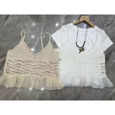 批发广州十三行针织背心马甲女2025秋季新款叠穿长袖衬衫上衣两件套