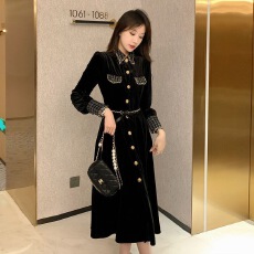 批发小香风<b class='q'>连衣裙</b>2025秋季新款女装收腰显瘦遮肉气质<b class='q'>高端</b>时尚黑色裙子