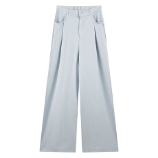 批发粉色<b class='q'>高腰</b>垂感休闲裤女夏季时尚宽松拖地裤西装直筒裤子阔腿裤<b class='q'>长裤</b>