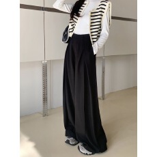 批发黑色阔腿裤宽松咖色西装裤休闲裤女秋季<b class='q'>高腰</b>垂感拖地<b class='q'>长裤</b>百搭裤子