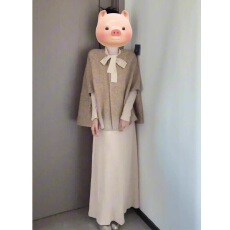 批发高级感时尚气质<b class='q'>蝴蝶结</b>系带<b class='q'>连衣裙</b>女秋季搭配卡其色斗篷外套两件套