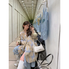 批发名媛小香风ins风高级感遮肉显瘦chic中长款设计感印花<b class='q'>西装</b>外套女