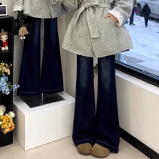 批发2025超火秋冬两件套女装独特高级感毛呢<b class='q'>外套</b><b class='q'>牛仔</b>裤韩风chic一整套