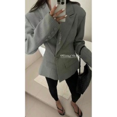 批发2024秋冬新款设计感小众收腰显瘦百搭高级时髦西装<b class='q'>外套</b>气质西服女