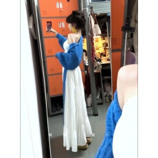 批发气质穿搭一整套女秋<b class='q'>冬</b>2025新款蓝色针织开衫高腰A字半身裙两件套