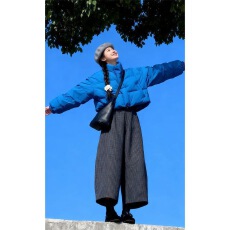 批发今年流行的巨好看多巴胺穿搭一整套<b class='q'>冬</b>季新款棉服外套阔腿裤两件套