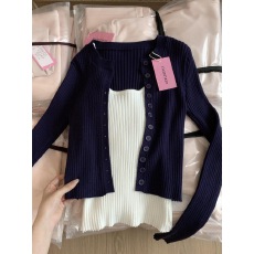 批发韩系穿搭针织背心开衫套装女春秋2025新款修身显瘦长袖上衣两件套