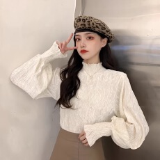 批发气质仙女半高领打底衫女秋季装新款内搭设计感小众洋气金丝绒上衣