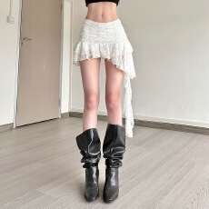 批发新款时尚<b class='q'>百搭</b>不规则蕾丝短裙夏季chic短款层次飘带半身裙辣妹裙子