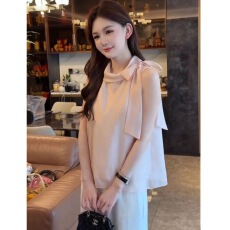 批发韩系温柔减龄蝴蝶结系带<b class='q'>无袖</b>衬衫女夏季新款甜美气质小衫<b class='q'>雪纺上衣</b>