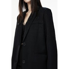 批发黑色小众设计感烫钻西装外套女秋季新款百搭宽松版型高级轻奢<b class='q'>西服</b>
