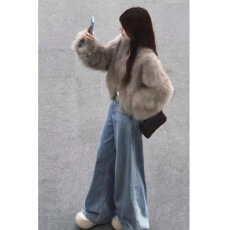批发新款秋冬皮草狐狸托卡环保毛毛年轻外套毛网2025女冬短款韩版