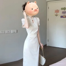 批发新中式国风镂空提花改良旗袍裙简单大方高级感收腰<b class='q'>修身</b>气质<b class='q'>连衣裙</b>