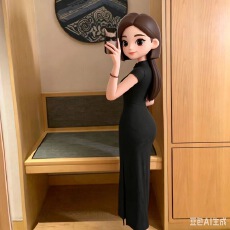 批发新中式改良旗袍女夏季收腰修身显瘦无袖连衣裙辣妹性感风开叉<b class='q'>长裙</b>