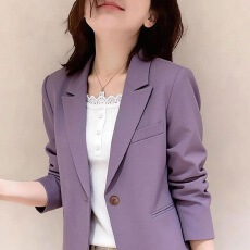 批发紫色减龄超好看西装开衫<b class='q'>外套</b>女2026秋季新款通勤百搭气质<b class='q'>显瘦</b>上衣