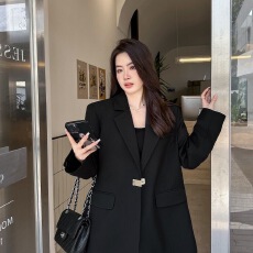 批发黑色韩版<b class='q'>休闲</b>西装外套女2025新款春装外套女气质高级感炸街小西服