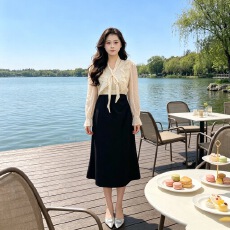 批发【王超越定制D】【微胖大码】2026女气质收腰显瘦连衣裙D10234
