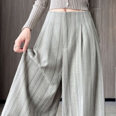 批发条纹阔腿裤<b class='q'>女</b>秋季2026新款显瘦百搭高腰垂感拖地宽松休闲<b class='q'>西装</b>裤子