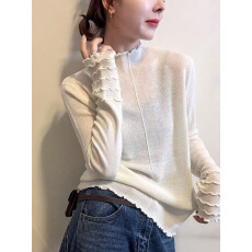 批发木耳边半高领羊毛针织衫女欧洲站2025冬装新款欧货女装打底<b class='q'>小衫</b>潮