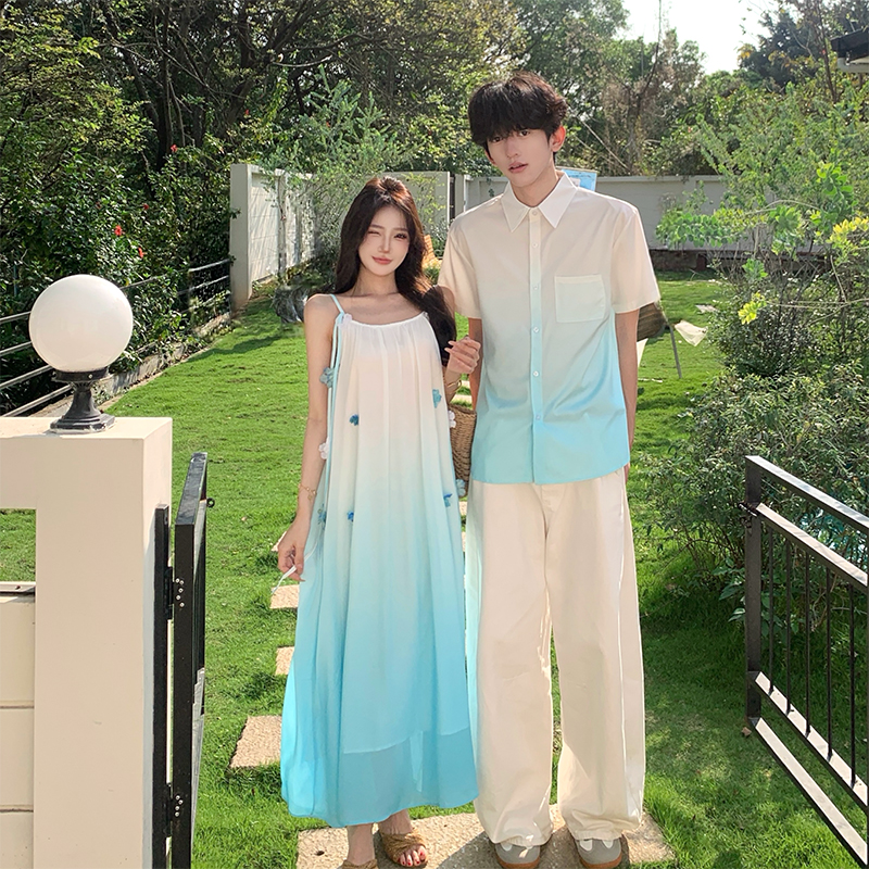 실사 해변가 바람 작은 대중 디자인 센스 커플룩 여름 슬립 여성 드레스 프랑스식 하나 치마 하나 의류 ins 트렌디