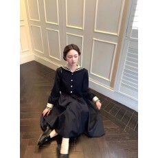 批发【桃可了 8/25 PM20:00】航行秋日 双层海军领小风衣外套+半裙女