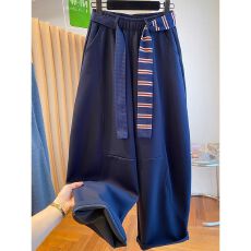 批发实价特大码300斤美式撞色腰带弯刀卫裤秋季设计感百搭阔腿裤