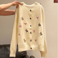 批发实价超<b class='q'>大码</b>2-300斤秋冬慵懒风加厚针织<b class='q'>开衫</b>女圆领毛衣外套