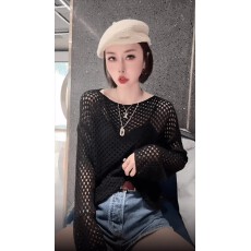 批发慵懒风软糯针织衫女早秋新款2026镂空设计感宽松外搭套头长袖毛衣