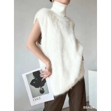 批发高领针织仿水貂毛毛衣女秋冬中<b class='q'>长款</b>宽松慵懒叠穿<b class='q'>马甲</b>背心无袖上衣