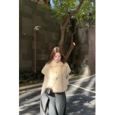 批发羊羔毛皮毛一体环保皮草马甲外套女秋季小个子坎肩毛毛上衣2026