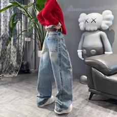 批发大码加绒阔腿<b class='q'>牛仔裤</b><b class='q'>女</b>秋冬季新款美式弯刀裤胖mm显瘦宽松<b class='q'>直筒</b>裤子