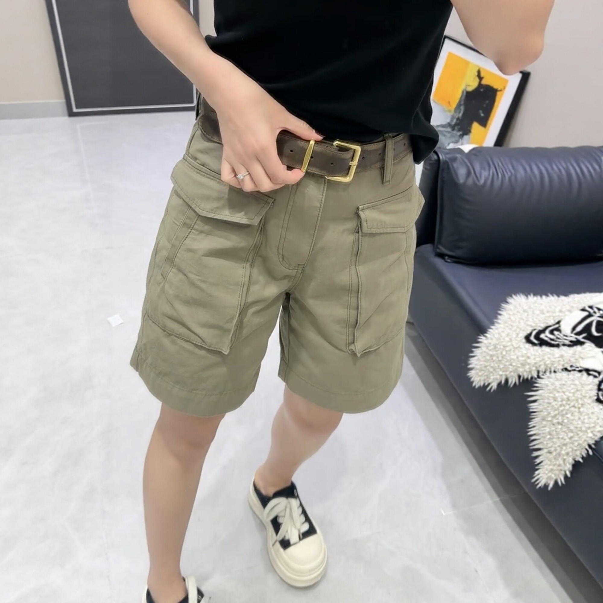 2026 여름 새로운 하이웨이스트 스트레이트 루즈핏 데님 반바지 여성 빅 사이즈 슬림해 보이는 작은 키 워크웨어 4 점 바지