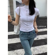 批发短袖t恤女夏季2025新款爆款时尚洋气修身正肩圆领百搭打底衫上衣