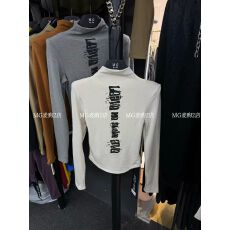 批发半高领<b class='q'>长袖</b>T恤女洋气字母打底衫秋冬女装内搭上衣百搭修身<b class='q'>小衫</b>