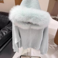 批发2025秋冬新款女装韩系洋气狐狸毛真毛皮草小个子针织毛衣显瘦外套