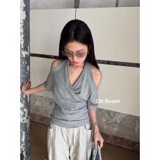 批发2025韩版休闲百搭2穿挂脖露肩长袖卫衣女修身显瘦纯色上衣ins潮