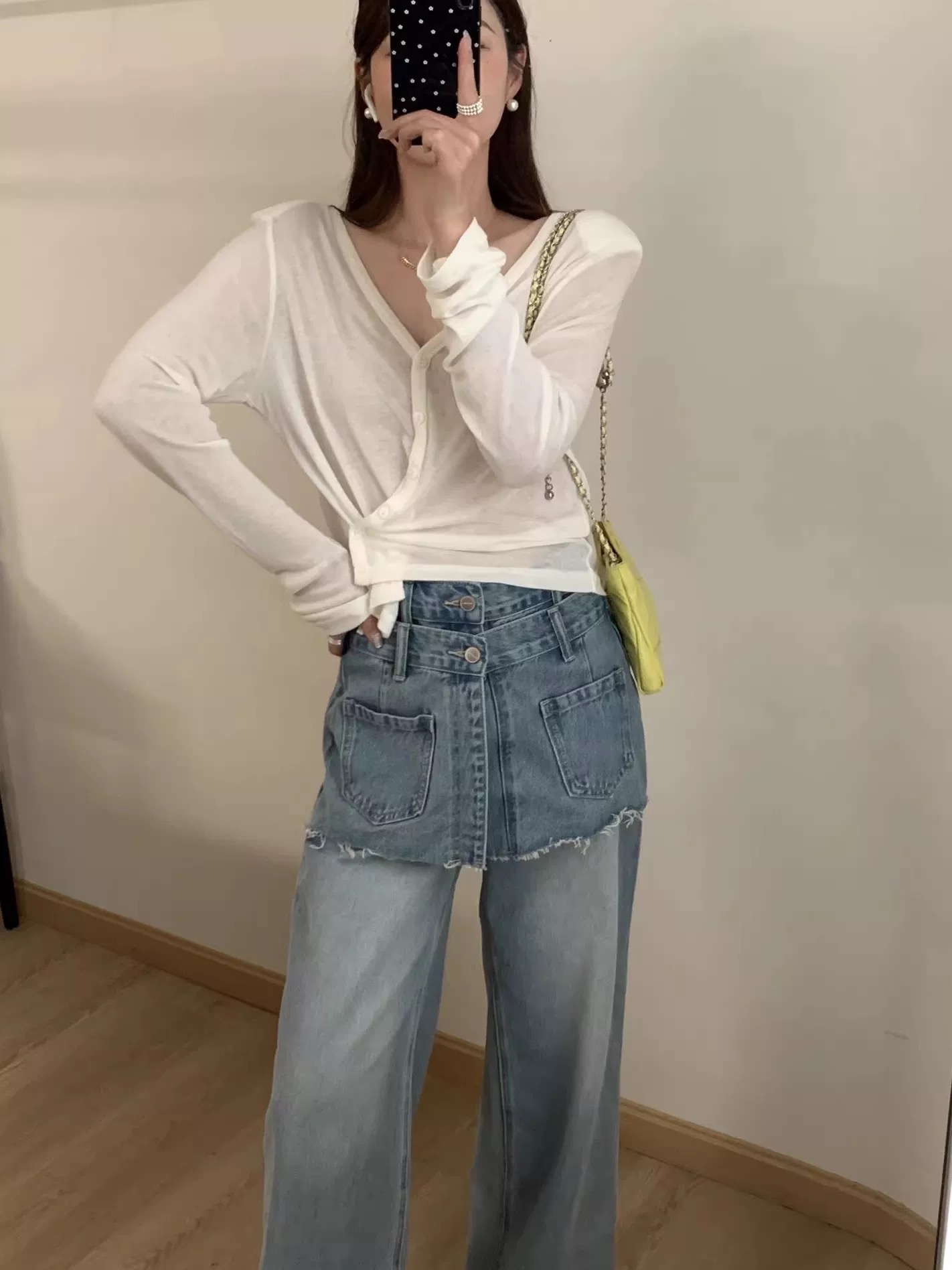 주간 실크 양모 니트 오픈 가디건 V넥 품격 에어컨 셔츠 외부 가져 가라. 부드러운 찹쌀 비스듬한 버클 업 의류 여성