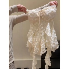 批发韩系性感蕾丝拼接抹胸背心女夏季新款重工设计感钩花裹胸外穿上衣