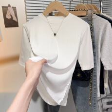 批发简约短<b class='q'>袖</b>T恤女装2026早春新款修身显瘦半<b class='q'>袖</b>打底衫五分<b class='q'>袖</b>中<b class='q'>袖</b><b class='q'>上衣</b>