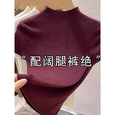 批发2025法式修身短袖T恤女设计感小众打底衫半<b class='q'>高领</b>针织内搭上衣
