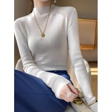 批发春秋半<b class='q'>高领</b>羊毛针织衫女洋气内搭打底<b class='q'>毛衣</b>设计感修身显瘦气质上衣