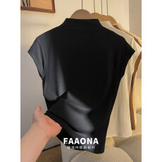 批发莫代尔半<b class='q'>高领</b>短袖t恤女夏2026新款正肩小飞袖内搭打底衫早春上衣