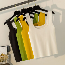 批发配<b class='q'>西装</b>外套里面的内搭打底小衫白色冰丝针织短款性感吊带背心女薄