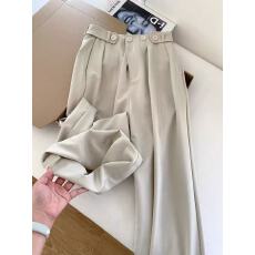 批发卡其色高腰直筒西装休闲裤子<b class='q'>女士</b>2026春夏法棍阔腿梧桐长裤小个子