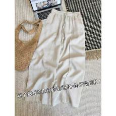 批发原麻色天丝<b class='q'>亚麻</b>老钱风<b class='q'>裤</b>子女夏薄款垂软透气冰丝阔腿<b class='q'>裤</b>