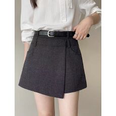 批发韩式学院风不规则<b class='q'>西装</b>裤裙2026秋季新款高腰阔腿百搭气质裤裙