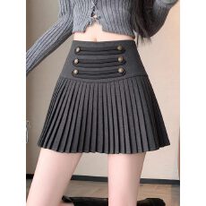 批发潮流新品毛呢风琴百褶裙2026秋冬新款灰色小裙子<b class='q'>百搭</b>半裙